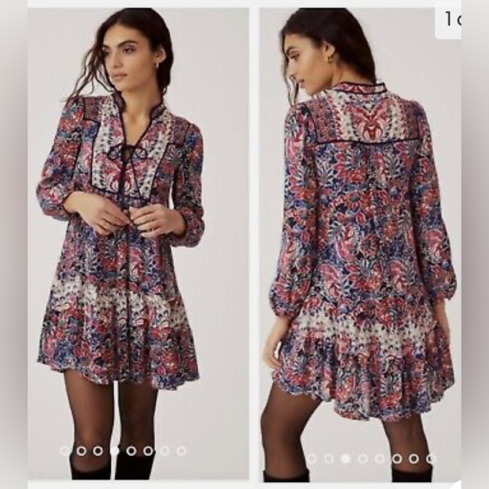 Anthropologie Paisley multicolor splice neck dress - Picture 5 of 5
